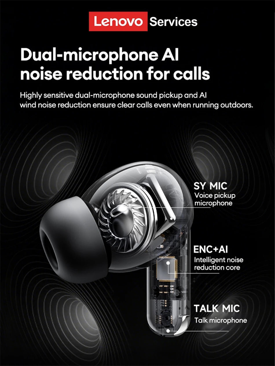 Choice Lenovo LE208 Wireless Bluetooth Leather Earphones Stereo ENC Noise Cancelling Headphone 38ms Low Latency Gaming Headset
