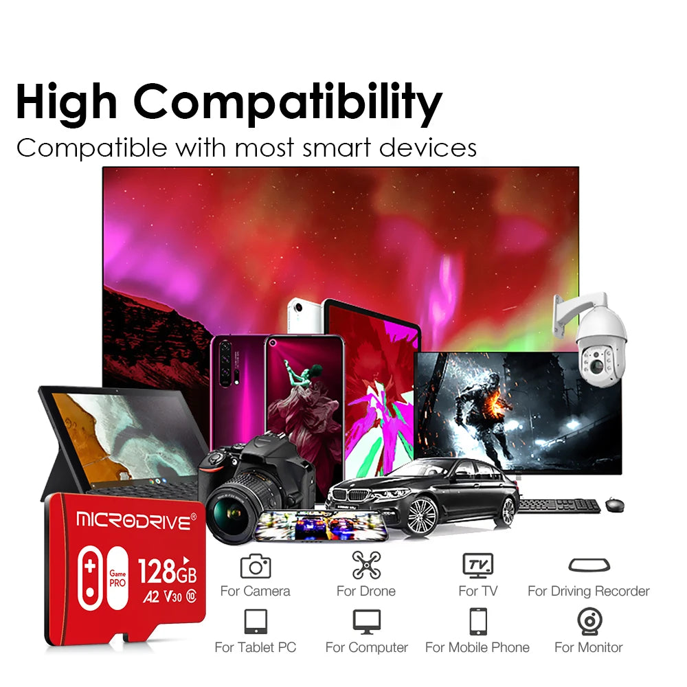 Ultra Micro TF Card 128GB 32GB 64GB 256GB - Mini SD TF Flash Memory Card for Phone SD/TF Dual Compatibility