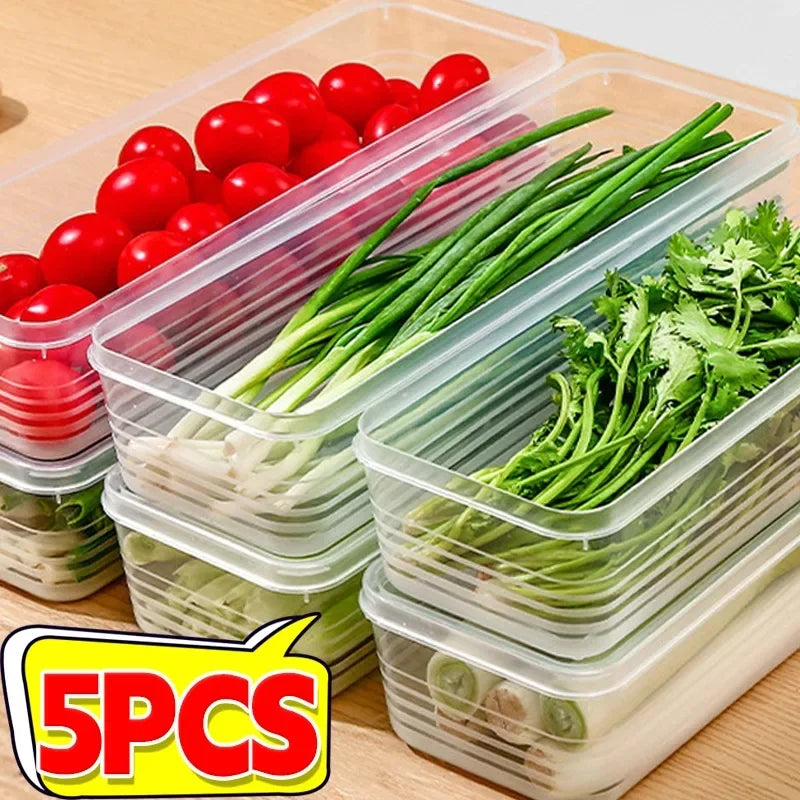 Fresh Box Refrigerator Storage Boxes Scallions Food Container with Lid Cold Crisper Sealed Kitchen Fresh Fruit Fridge Organizer