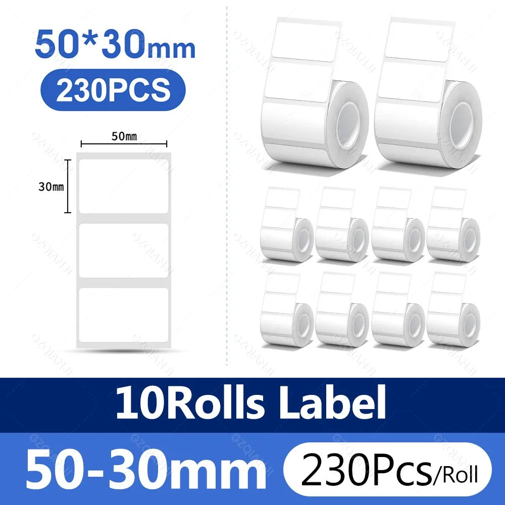 3/5/10 NiiMBOT White Label Paper Waterproof Self-adhesive Rolls For B1 B21 Mini Label Printer Price Tag Office Maker UV Print
