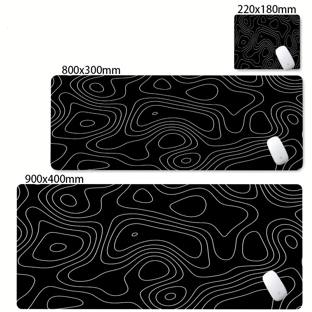 CIFBUY Large Gaming Mouse Pad Black White Strata Abstract Design Non-Slip Office Desk Mat Lock Stitched Edge for Computer Keyboa