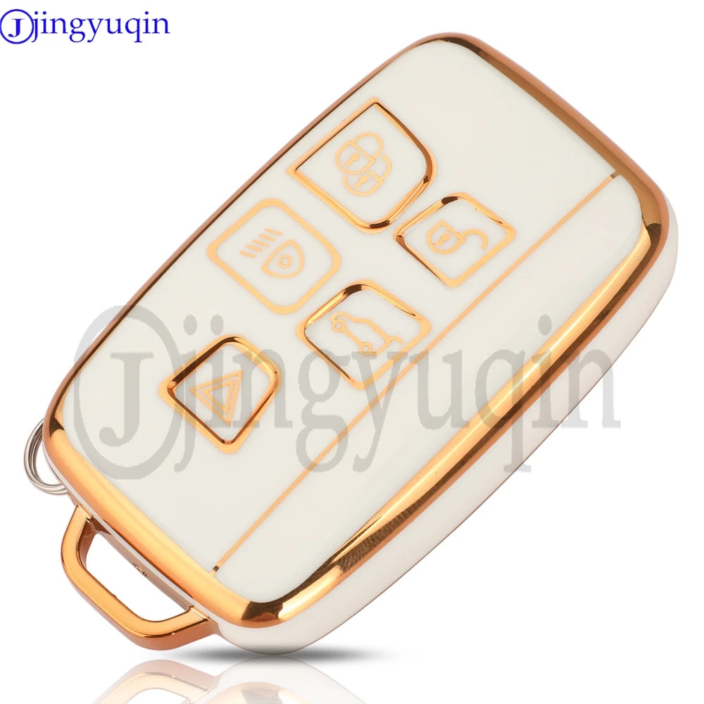 Jingyuqin 5Buttons TPU Auto Key Shell Case Cover For Land Rover Range Evoque Freelander Velar Discovery 4 Jaguar XE XJ XF Guitar