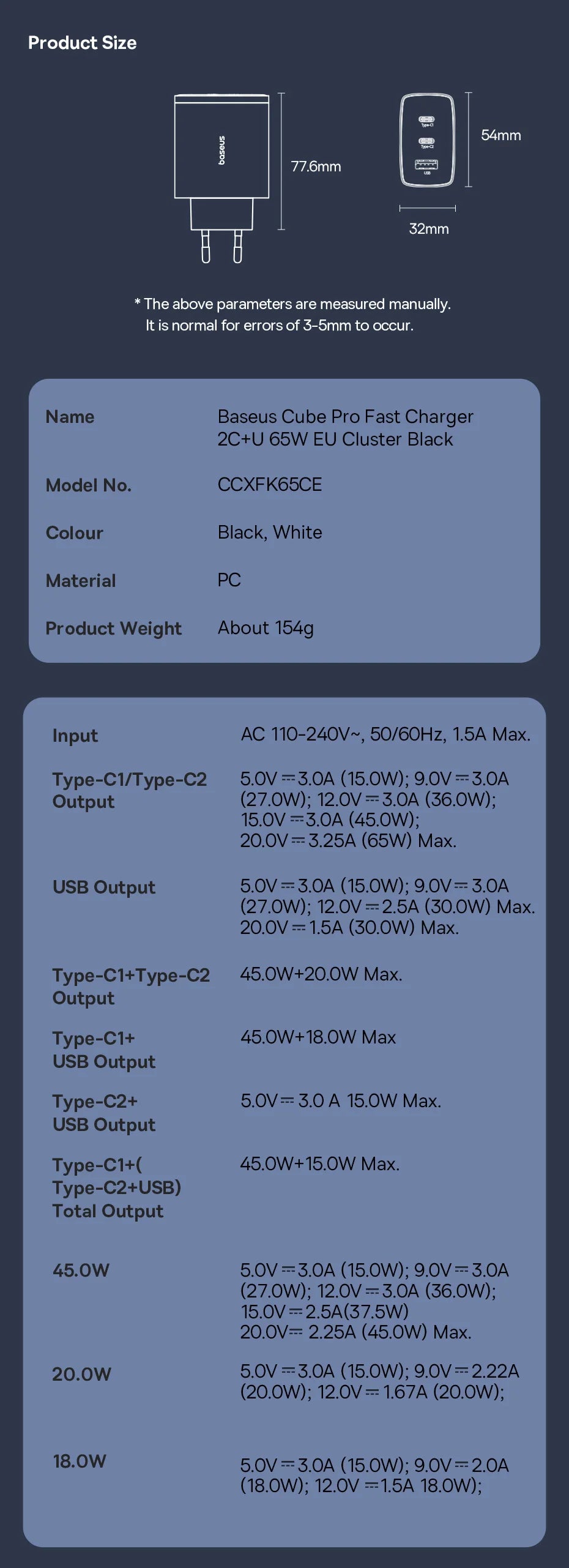 Baseus 65W USB C Charger GaN Charger Support QC PD Charge Portable Fast Charger For iPhone 17 16 15 Xiaomi Laptop Charger