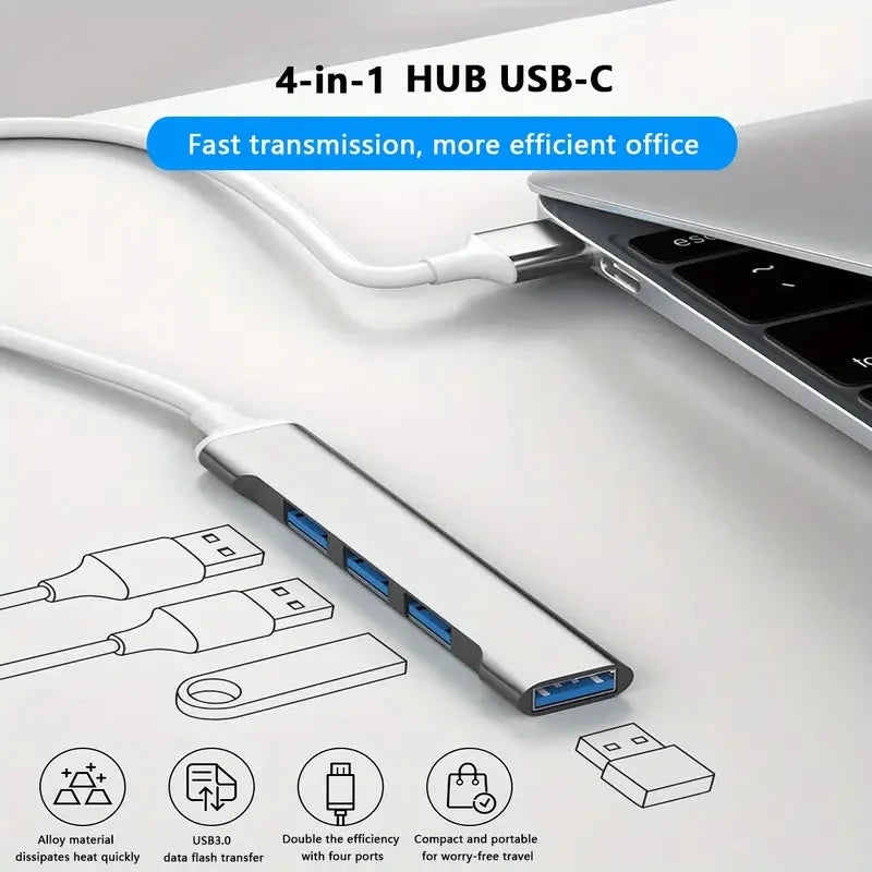 467 USB Dock Multi-Function Wire Divider High Speed Transmission One Drag Four Expanders for Mobile Phone Computer