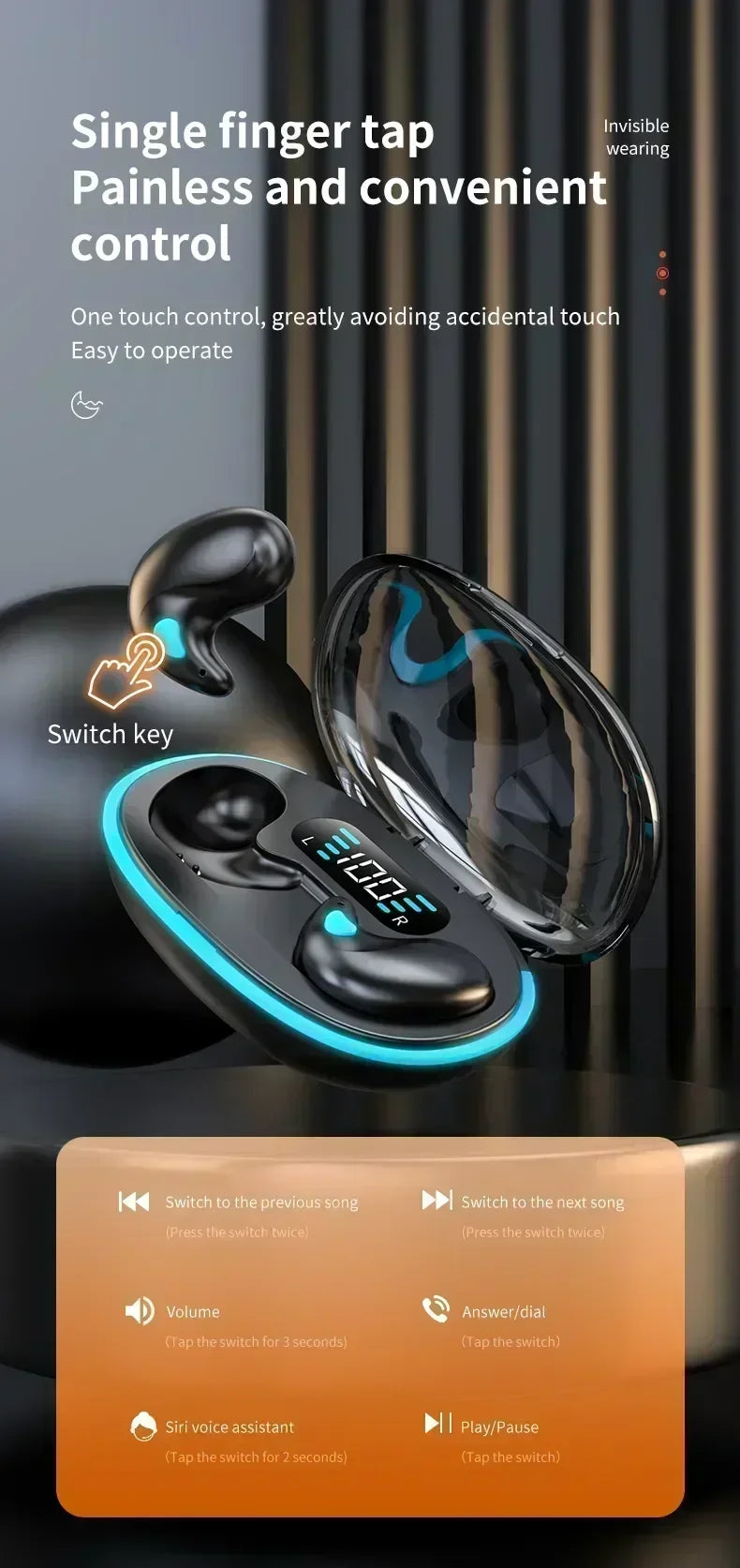 2026New style X55 Wireless Earphones Headphones Noise Reduction Sport Game Sleep Bluetooth 5.0 Earbuds HIFI Stereo Music Headset