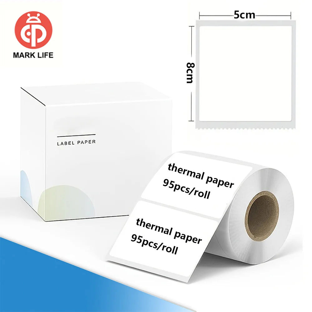 Marklife Thermal Papers White Thermal Self-adhesive Stickers Compatible For P50/S2 Portable Thermal Printer To Gift/Marking/Tape