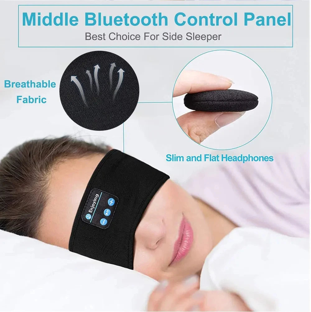 HUAWEISHI Bluetooth 5.0 Earphones Sports Sleeping Headband Elastic Wireless Headphones Music Eye Mask Wireless Headset Headband