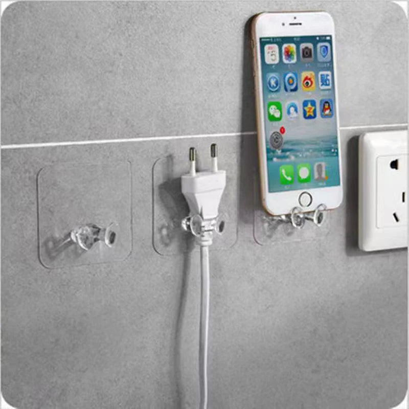 5 Pcs Home Bathroom Wall Storage Hook Punch-free Power Plug Socket Holder Kitchen Stealth Hook Wall Adhesive Hanger