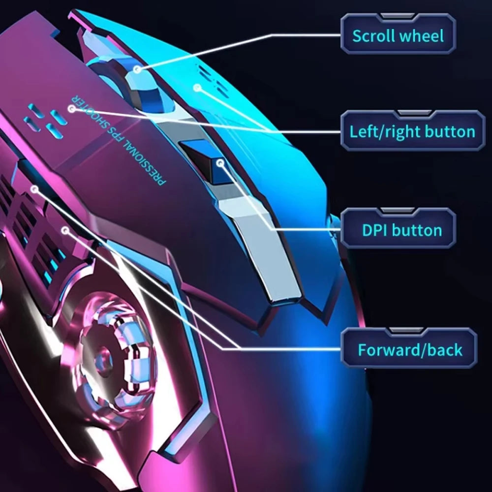 KEBIDUMEI Bluetooth Mouse 2.4G Wireless Mecha Mouse Rechargeable Gaming Backlight Mouse Ergonomic Office Mice Game Accessories