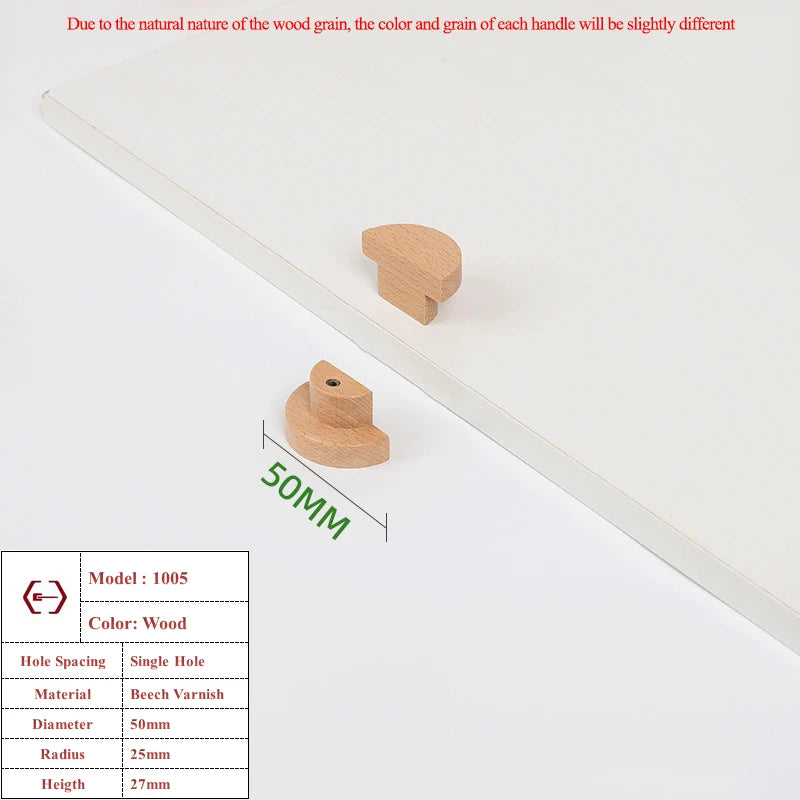 Nordic Wooden Cabinet Handles Solid Wood Furniture Kitchen Door Handle Wardrobe Cupboard Drawer Knobs Hardware Round Pull Handle