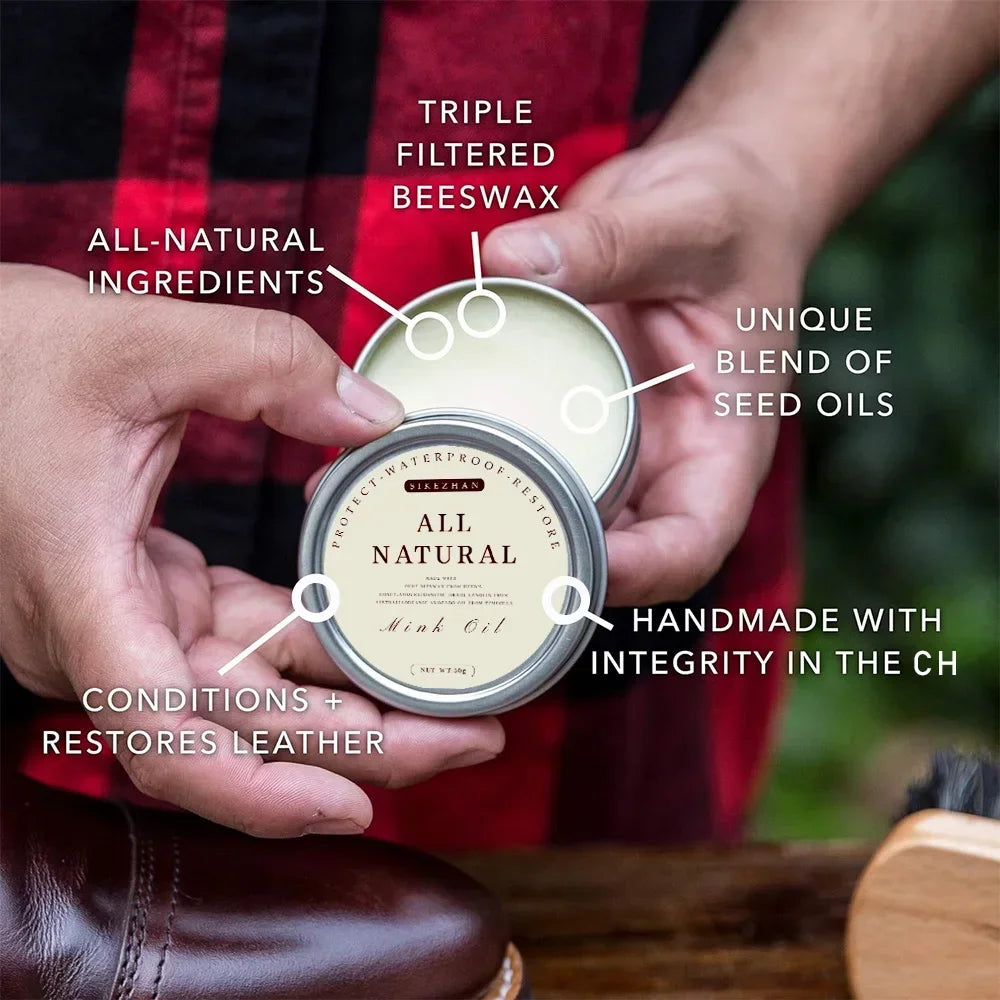 Natural Mink Oil Cream for Leather Shoes Bags Leather Care Cream Leather Maintenance Cream Leathercraft Accessories