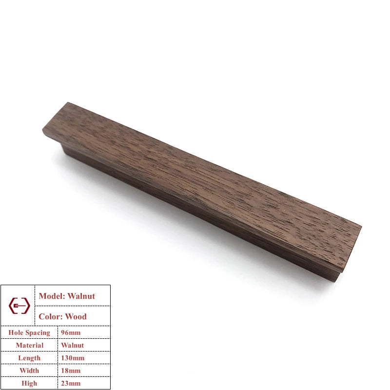 Beech Wooden Cabinet Handles Walnut Solid Wood Furniture Kitchen Door Handle Wardrobe Cupboard Drawer Knobs Hardware Pull Handle