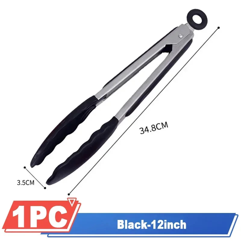 7/9/12 inch Small Silicone Clips Bread Barbecue tongs Steak Clip Food Clips BBQ Cooking Baking Salad Kitchen Accessories