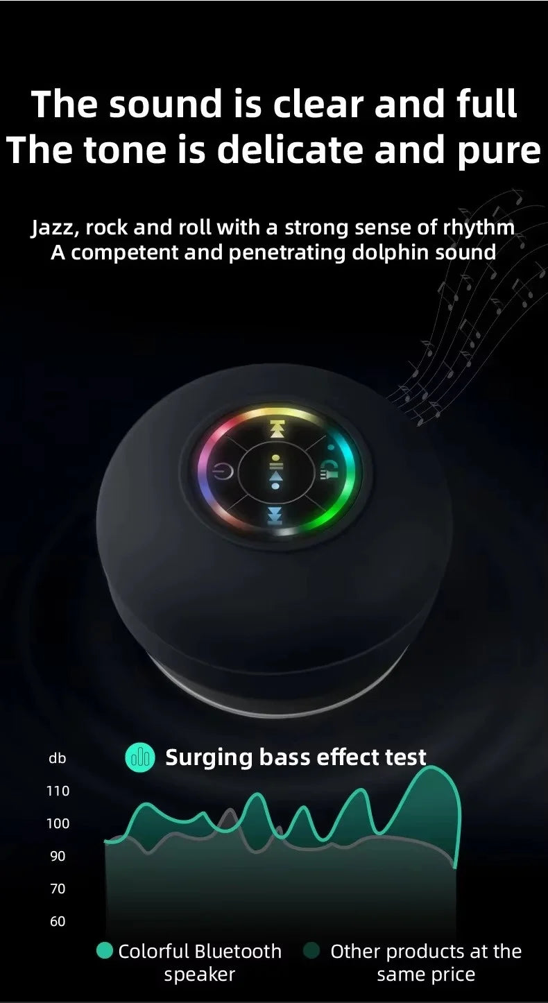 Mini Portable LED Bluetooth Speaker New Bathroom Waterproof Large Suction Cup Speaker Wireless Outdoor Sports Stereo Speaker