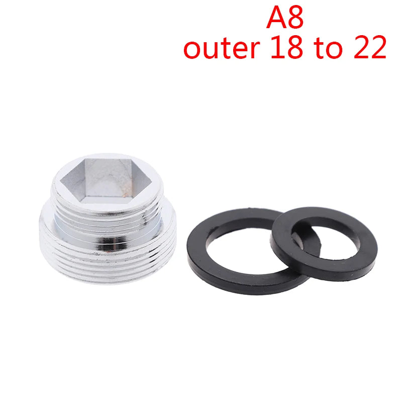 Kitchen Faucet Adapter Set 16/18/20/22/24mm To 22mm With Washer Metal Male Female Saving Tap Aerator Connector Bathroom Access