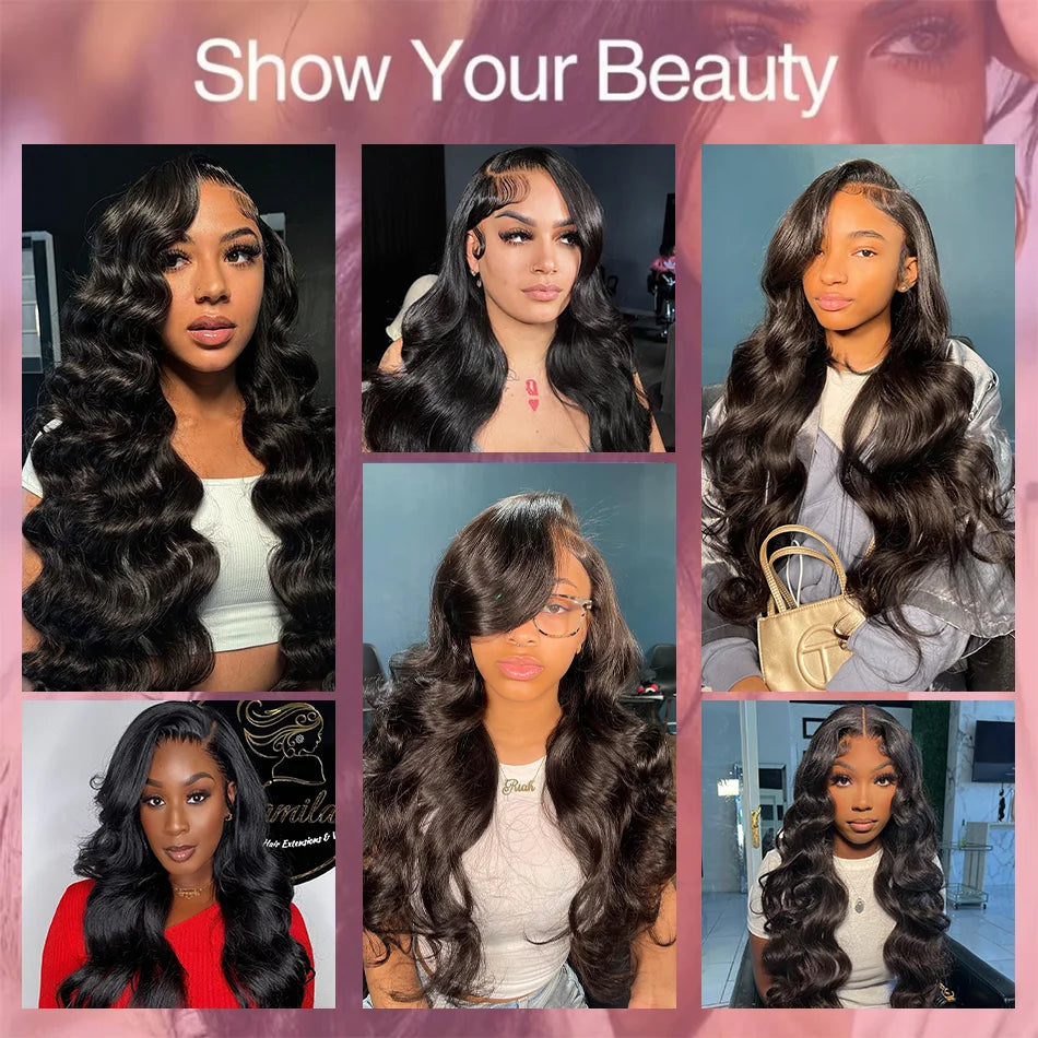 100% Human Hair Wigs 250 Density 5x5 Glueless Lace Frontal Wigs for Women Body Wave 13x4 Lace Frontal Remy  Human Hair Wig 13x6 HD Transparent Lace Front Human Hair Wig 40 Inch Pre Plucked