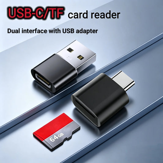 Mini Type-C SD/TF Memory Card Reader Dual Interface USB 2.0 Adapter External Storage for Smart Devices