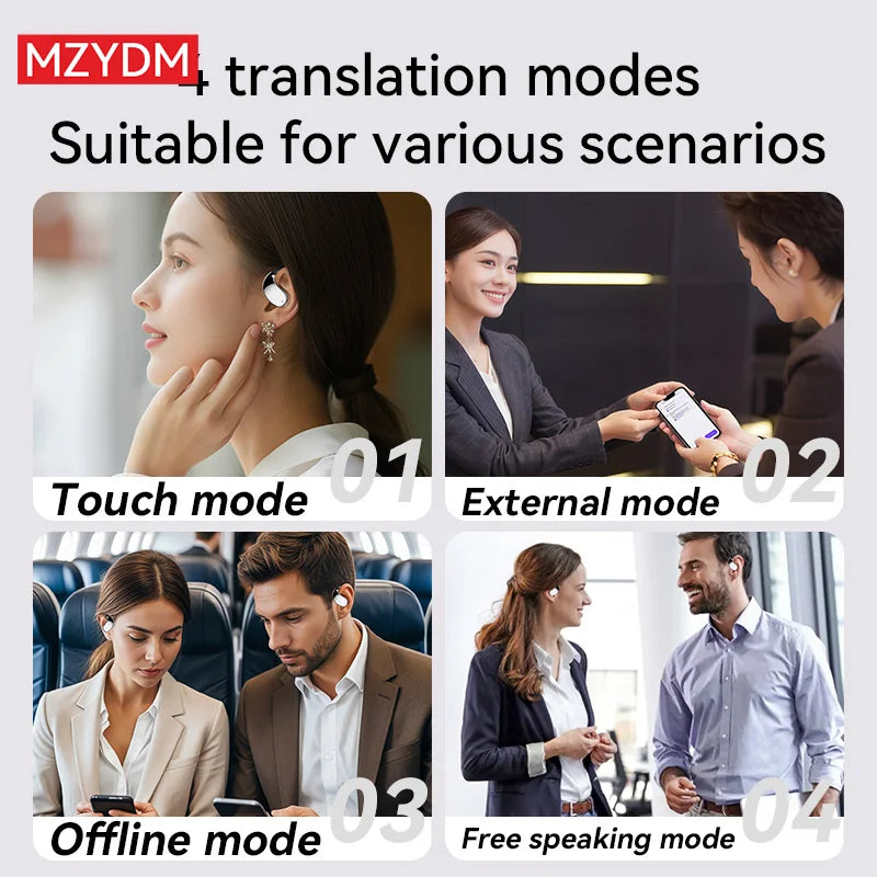 3-in-1 AI Translator Earbuds 144 Languages Noise Cancelling Bluetooth 5.4 Headset Instant Translator Smart Voice Real Time