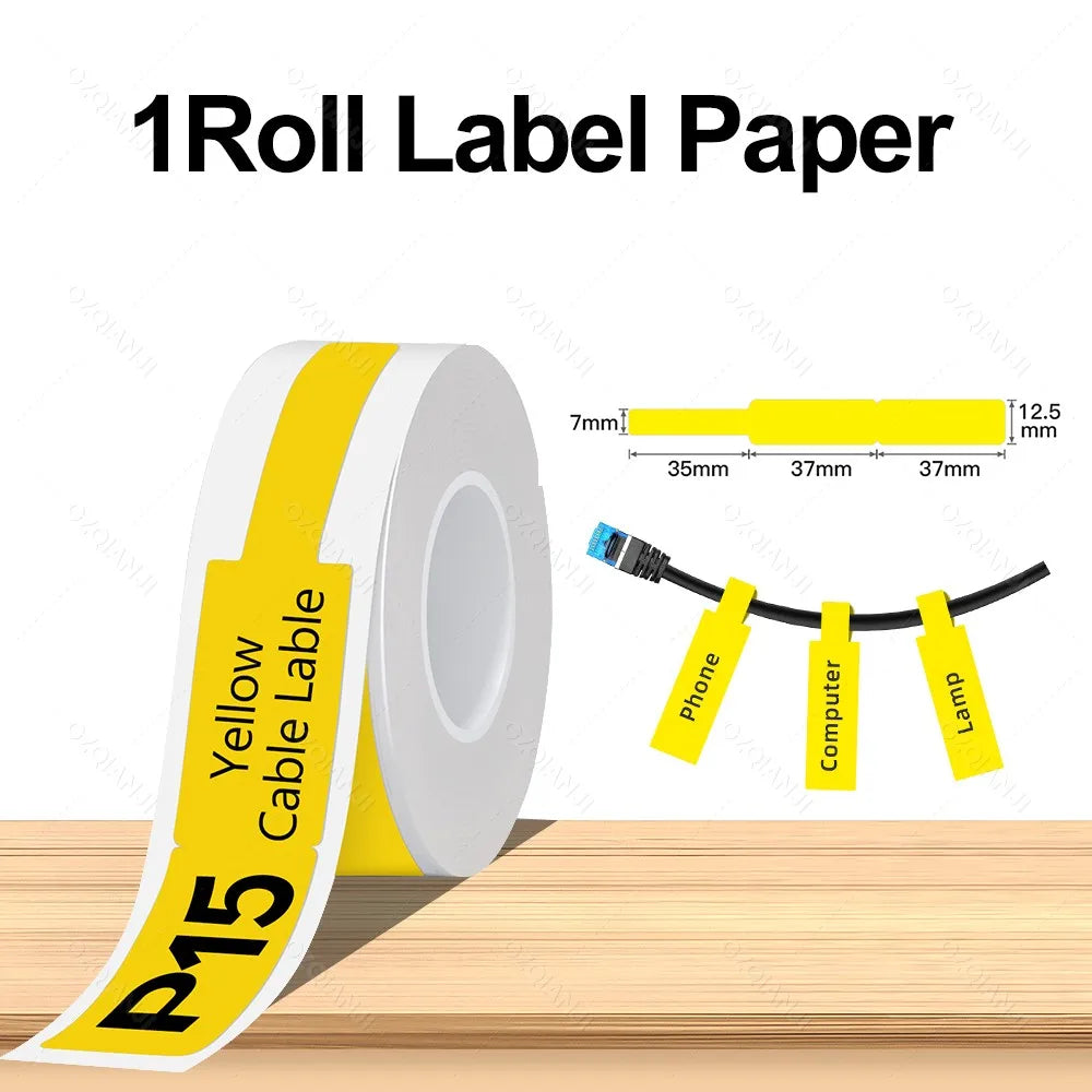 Portable Mini Labeling Printer Marklife P12 Thermal Adhesive Sticker Pocket Label Maker or 1Roll Spacer/Continues Label Paper