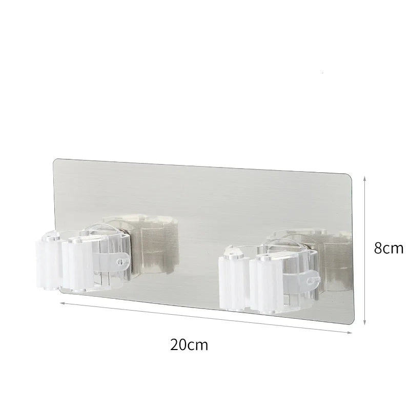 Adhesive Multi-Purpose Hooks Kitchen Bathroom Wall Mounted Mop Organizer Holder Brush Broom Organizer Holder Strong Hanger