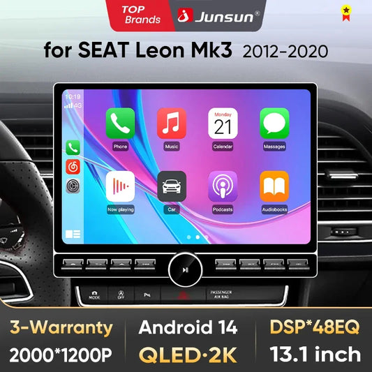 Junsun 13.1 "Car Radio For Seat Leon MK3 2012 2013-2020 Wireless Carplay Car Car Radio Multimedia GPS Stereo 8 core 4G DSP