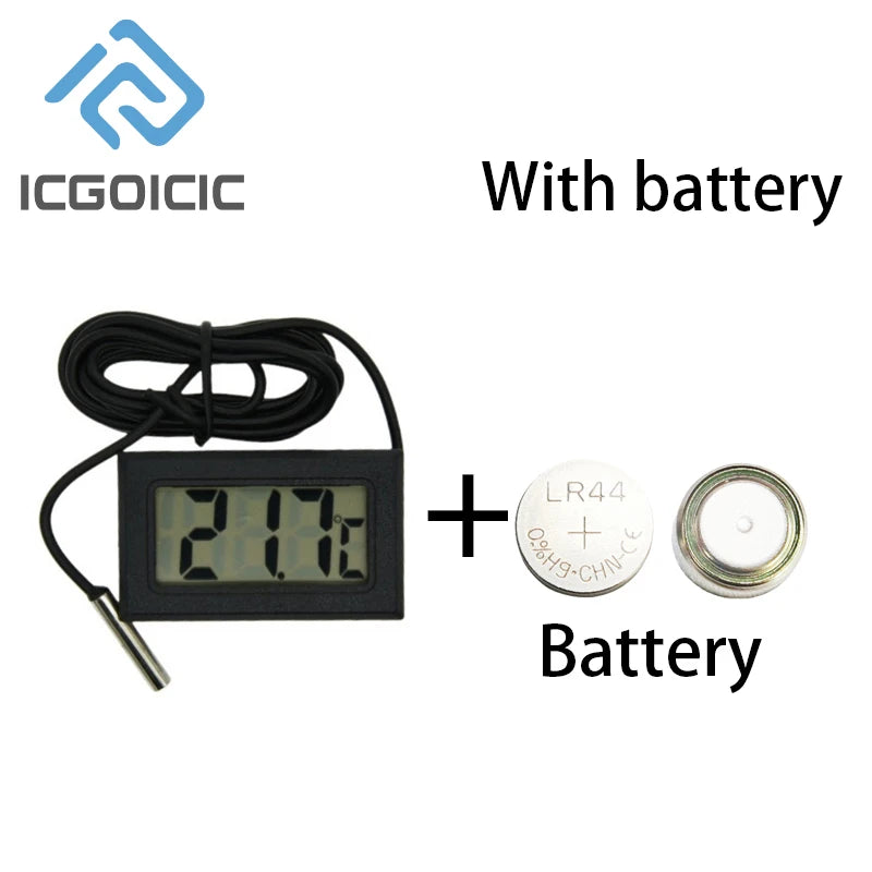 Mini LCD Digital Thermometer With Waterproof Probe For Freezer Refrigerator Indoor Outdoor