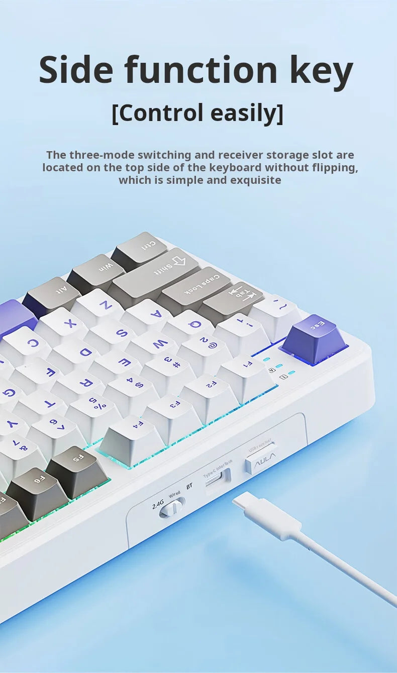 AULA F108Pro/F108 Wireless Bluetooth tri-mode connection, multi-functional display, Gasket structure, RGB lighting effects