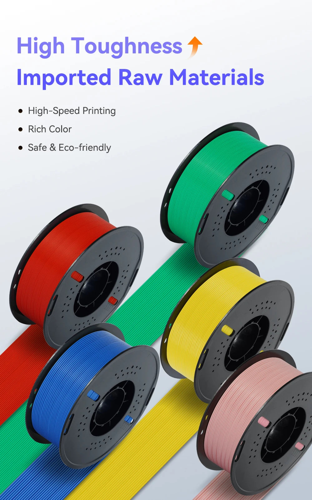 KINGROON 22LBS PETG or PLA Filament 3D Printer Filament 10 Rolls 1KG 1.75MM Eco-Friendly Good Toughness Mix Color Free Shipping
