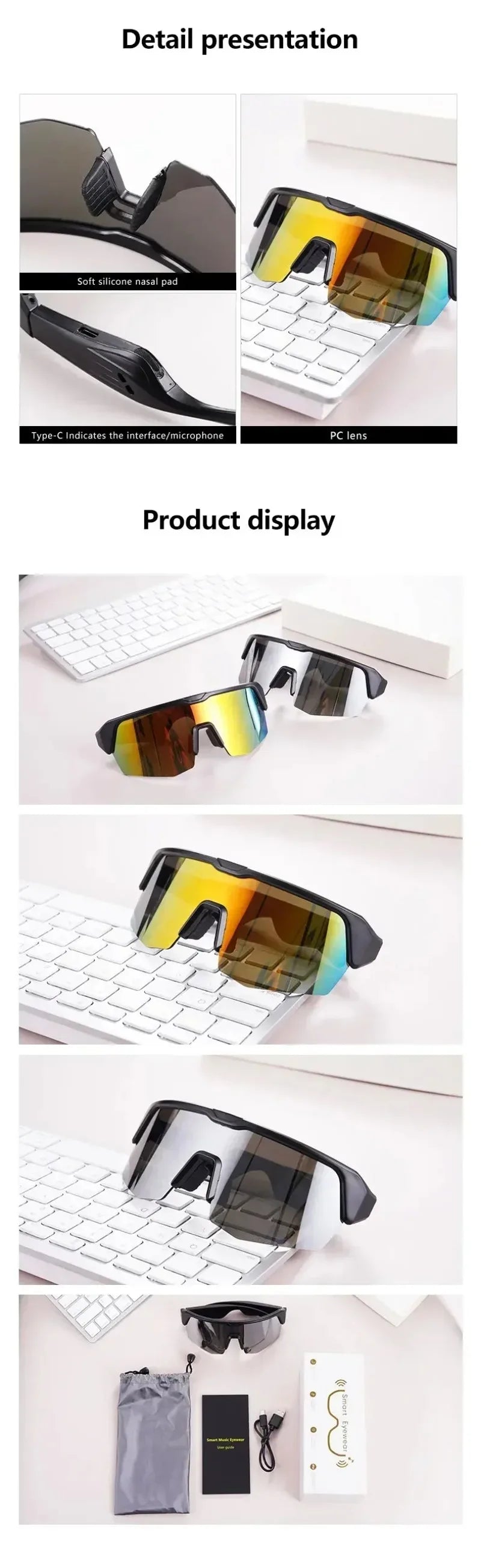 Cycling Running Bluetooth Smart Glasses Technology Audio Call Remote Headset Sunglasses Sports Driving Music Earbuds Headphones