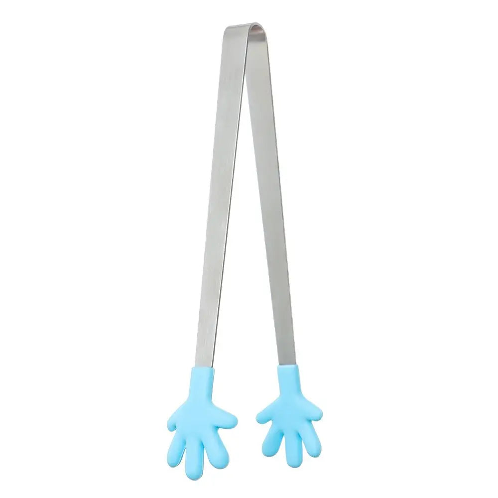 1pc Creative Silicone Stainless Steel Mini Snack Food Tongs Non-slip Handles BBQ Bread Ice Cube Clip Kitchen Accessories