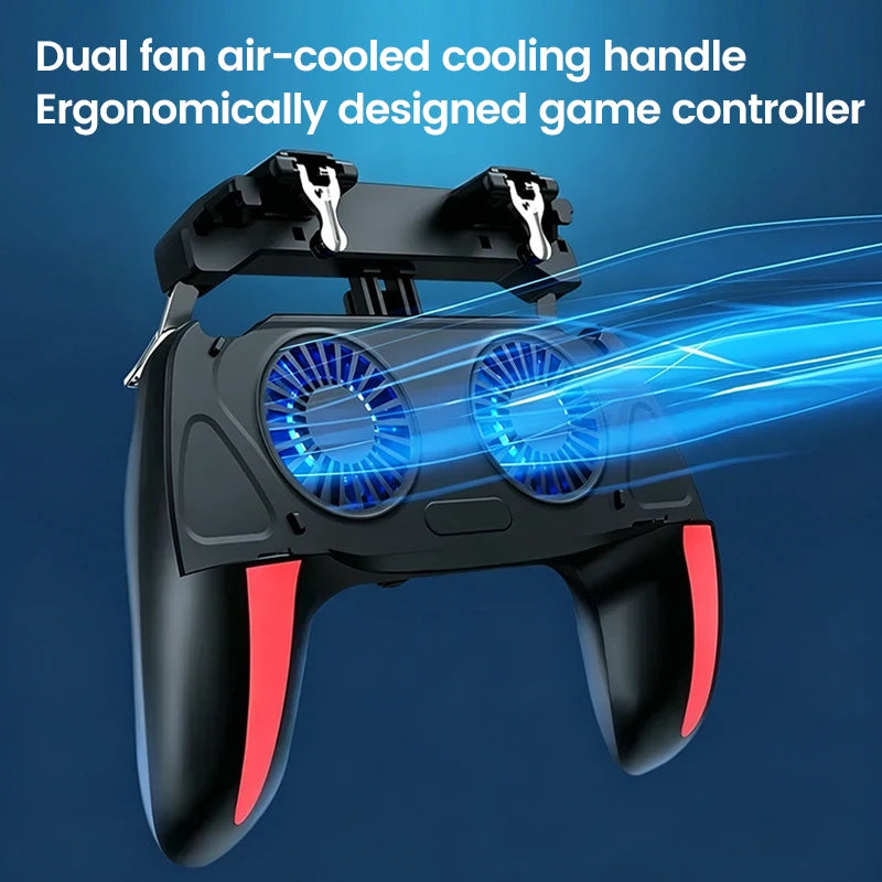 4 Fingers Mobile Phone Game Handle with Radiator Aim Shooting Gamepad Joystick Controller for IOS Android Gaming Accessories