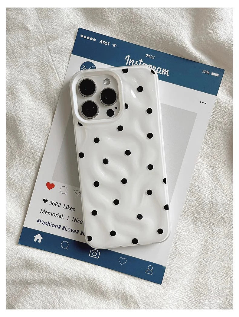 Black Polka Dots Case For IPhone 16 15 Plus 12 13 11 17 Pro Max Lovely Cover For Iphone 16 15 14 Plus Case Cover Funda Bumber