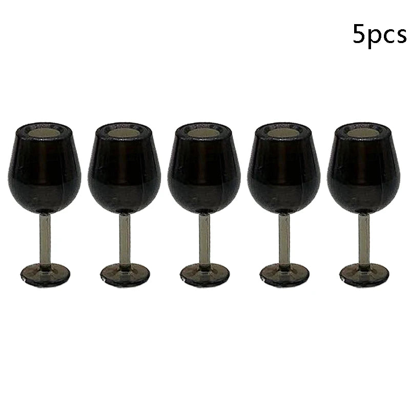 5pcs Dollhosue Miniature Red Wine Cup Wine Glasses Doll House Foods Groceries Kitchen Fairy Garden Scene Decor Furniture Toy