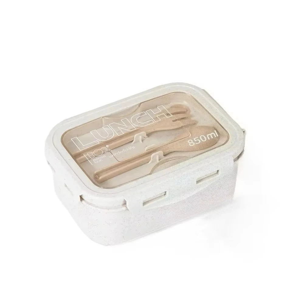 1pc Wheat Straw Lunch Box, Bento Box for Students, Portable Sealed Compartment Lunch Container for Microwave,back to school