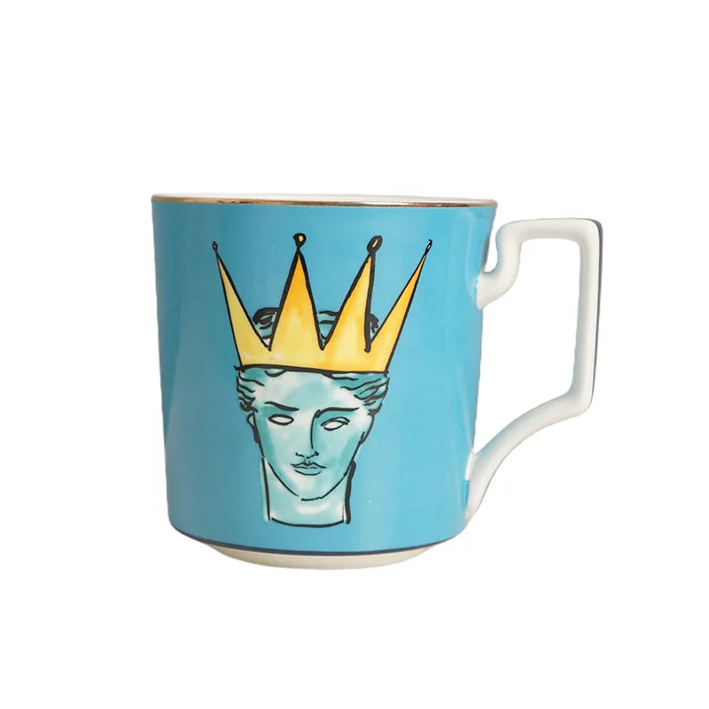 Creative Neptune Red Bone China Coffee Cup Round Storage Tray Home 400ml Tea Cup Birthday Gift Drinking Mug Home Decoration New