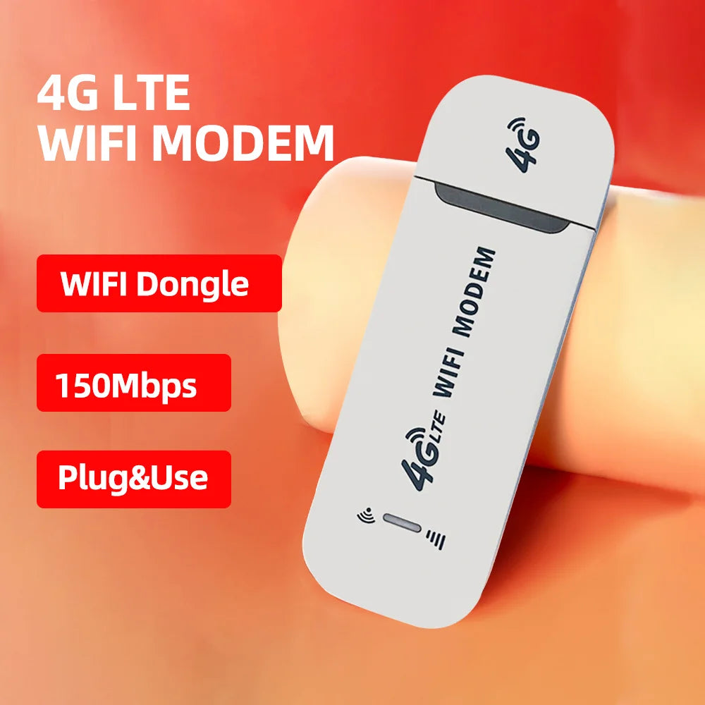 4G LTE Wireless USB Dongle 150Mbps Mobile Broadband Modem Stick 4G SIM Card Hotspot Router for Home Office Wireless WiFi Adapter