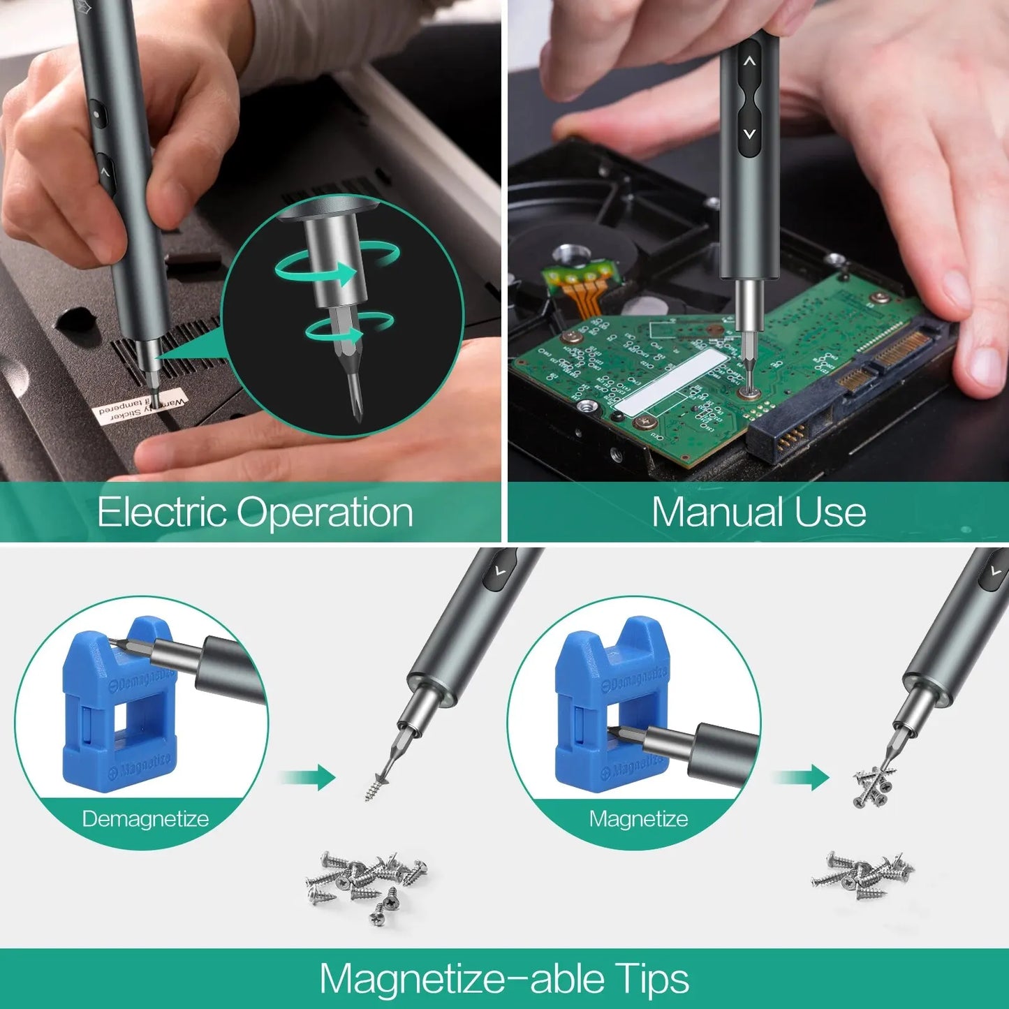 6 in 1 Precision Electric Screwdriver Sets Power Tools Rechargeable Magnetic Mini Small Bits for Xiaomi Mobile Cell Phone Repair