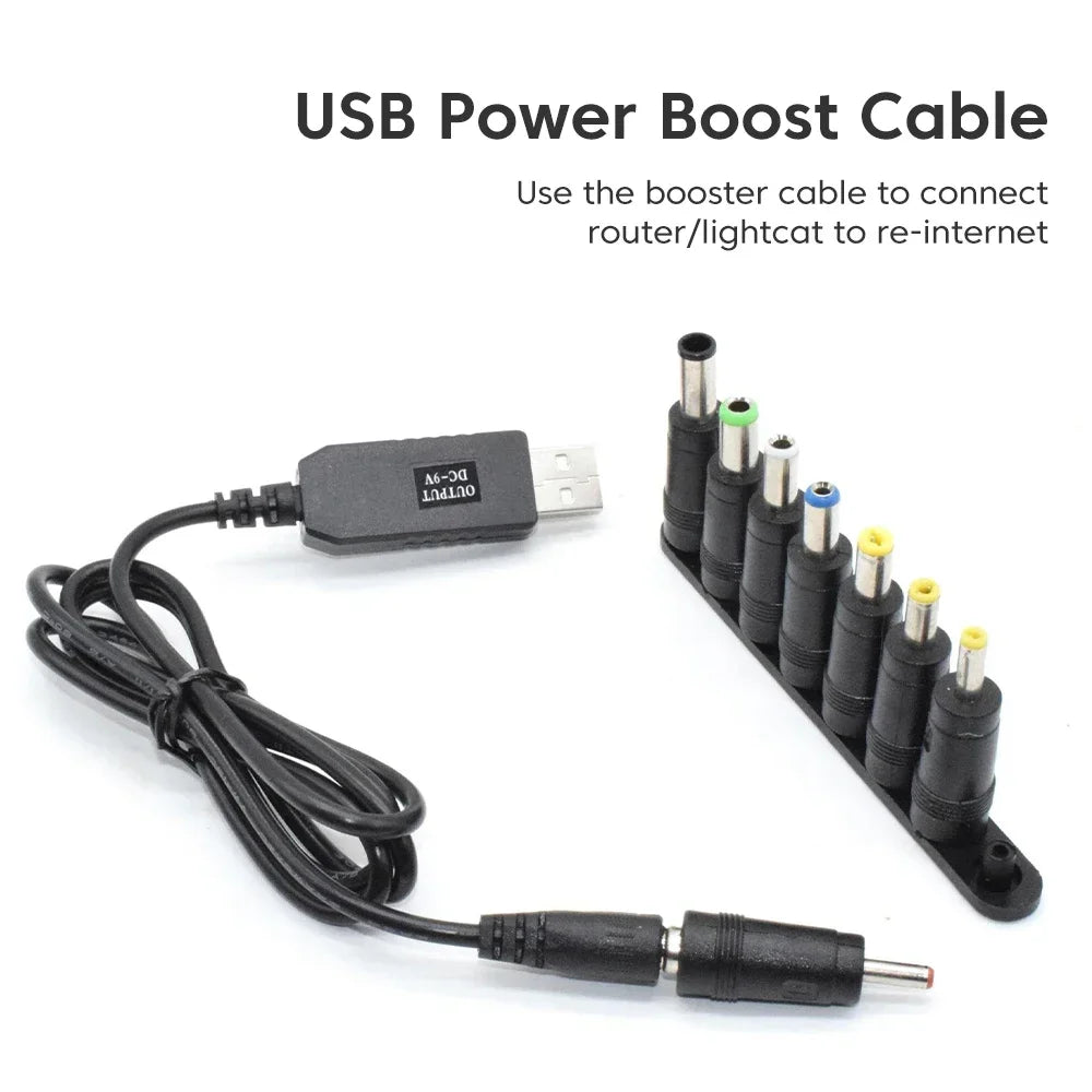 WiFi Power Bank Cable - USB to DC 5V/12V Boost Converter Cord for Router/Modem/Speaker, Portable Charging Adapter