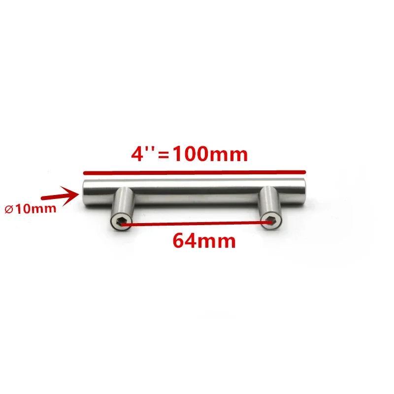 Diameter 10mmStainless Steel Kitchen Door Cabinet T Bar Handle Pull Knob 2" ~ 24''