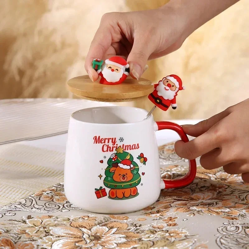 Christmas gift Ceramic mug gift box ceramic mug  mug with lid with spoon Mug set cup cup Coffee cup Christmas cup