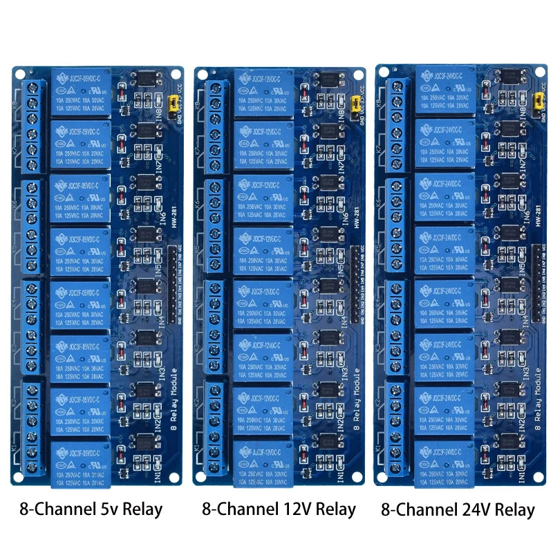 DC 5V 12V 24V 1 2 4 6 8 Channel Relay Module Board Shield with Optocoupler / High and Low Level Trigger for Arduino Raspberry