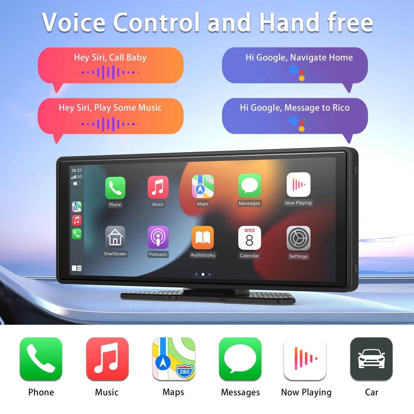 Pionray 10.26 Android Auto Universal Portable CarPlay for Car Screen Car Radio Video Wireless Carplay Screen for Apple