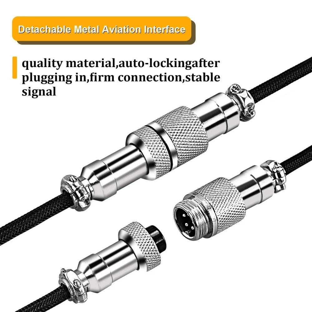 Mechanical Keyboard Coiled Cable Detachable USB C Aviator Connector Coiling Cable Desktop Computer Gaming Keyboard Accessories