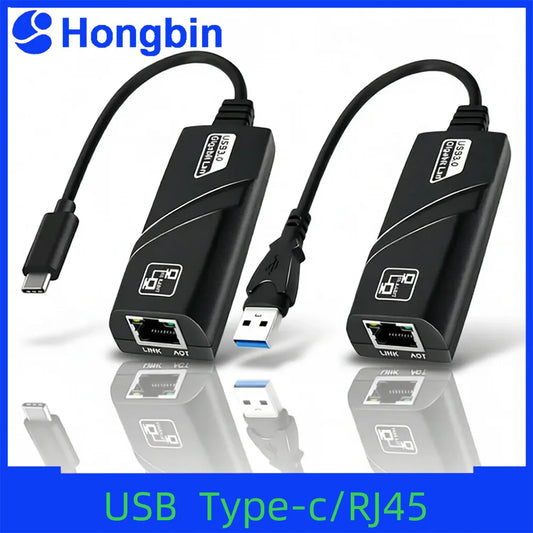 10/100/1000Mbps USB 3.0 Wired USB TypeC To Rj45 Lan Ethernet Adapter RTL8153 Network Card for PC Macbook Windows Laptop