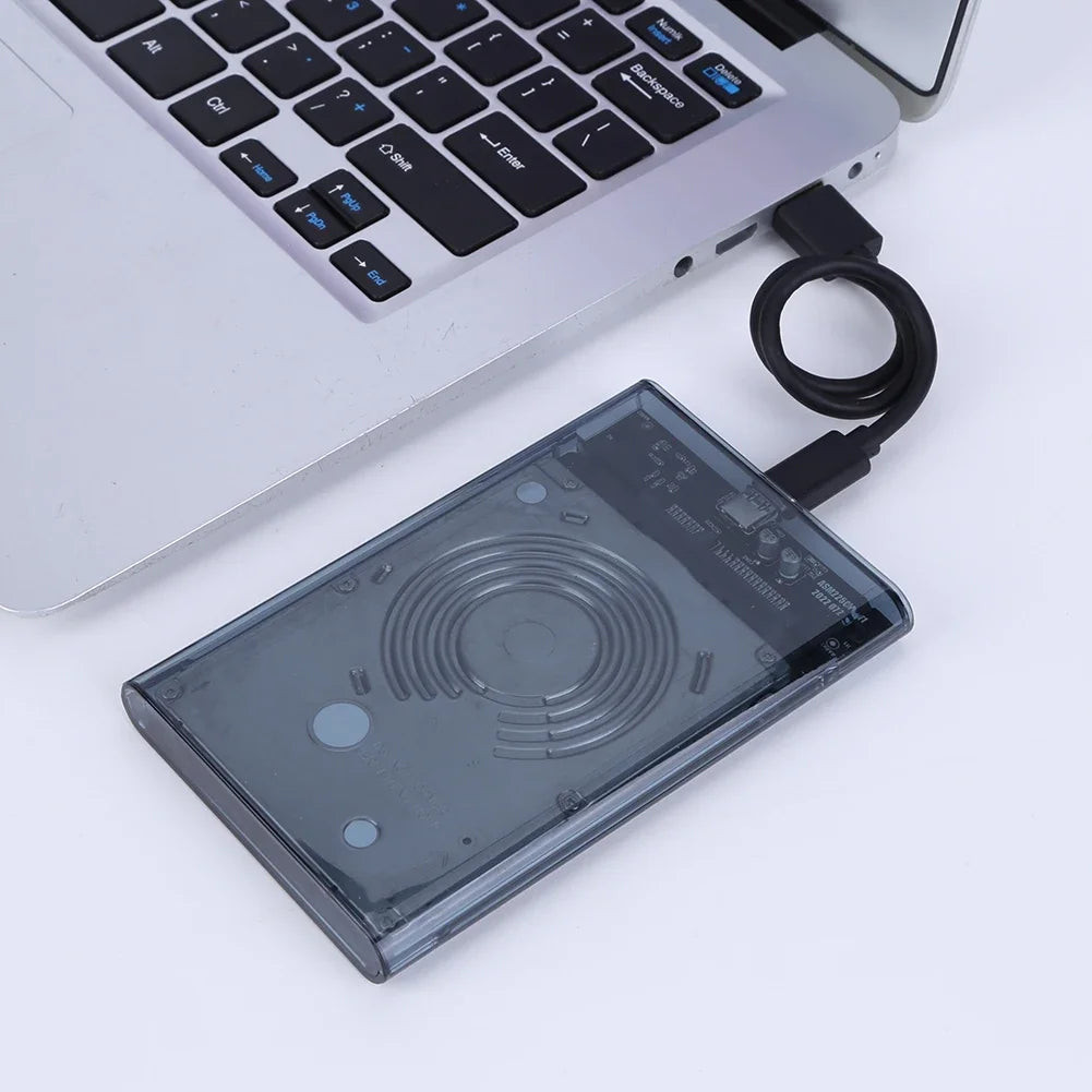 USB External Hard Drive Enclosure 2.5 inch SATA to USB UASP Clear Portable Hard Drive Case 2T HDD Tool-Free Transparent