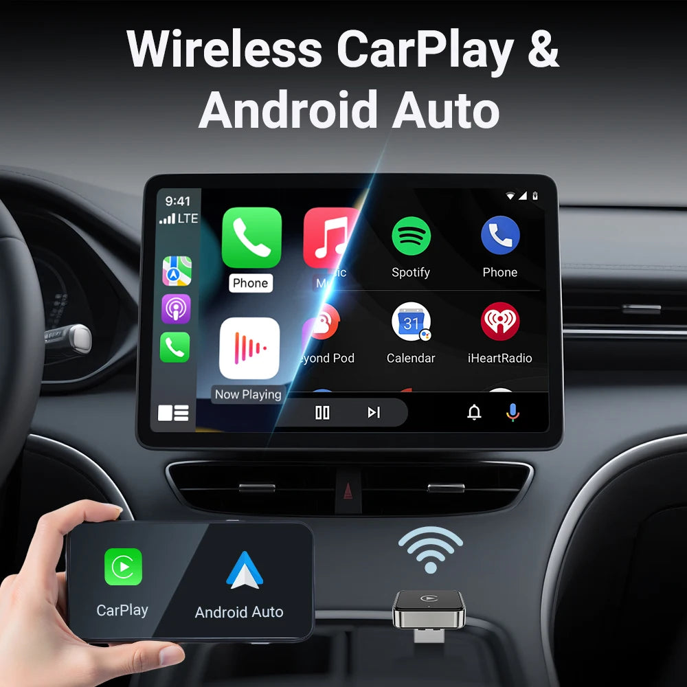 XUDA 2 in 1 Wired to Wireless CarPlay Android Auto Adapter for OEM Car Stereo With USB Dongle Mini Box Plug and Play Bluetooth