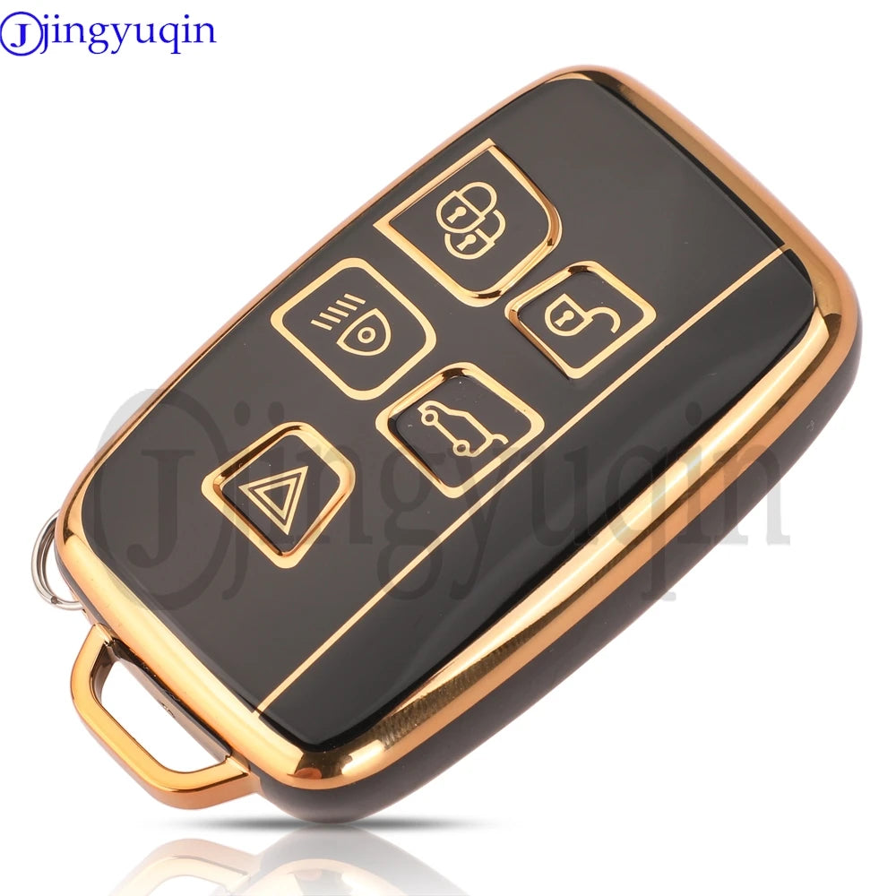 Jingyuqin 5Buttons TPU Auto Key Shell Case Cover For Land Rover Range Evoque Freelander Velar Discovery 4 Jaguar XE XJ XF Guitar