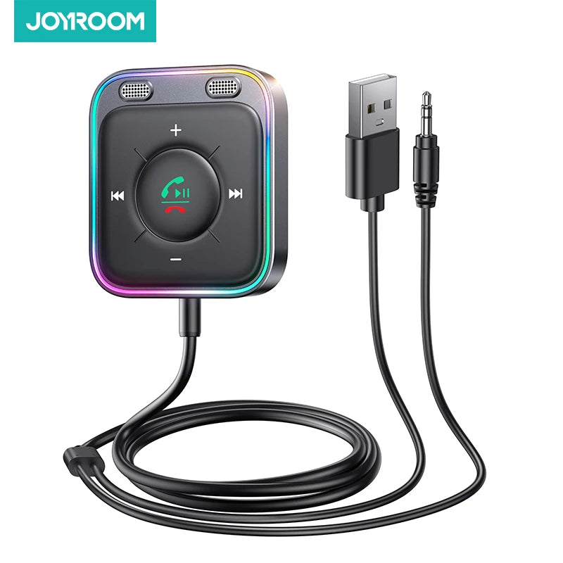 Joyroom Bluetooth 6.0 AUX Car Adapter Stronger Dual Mics & Noise Cancellation Bluetooth Receiver For Car Music/Hands-Free Calls