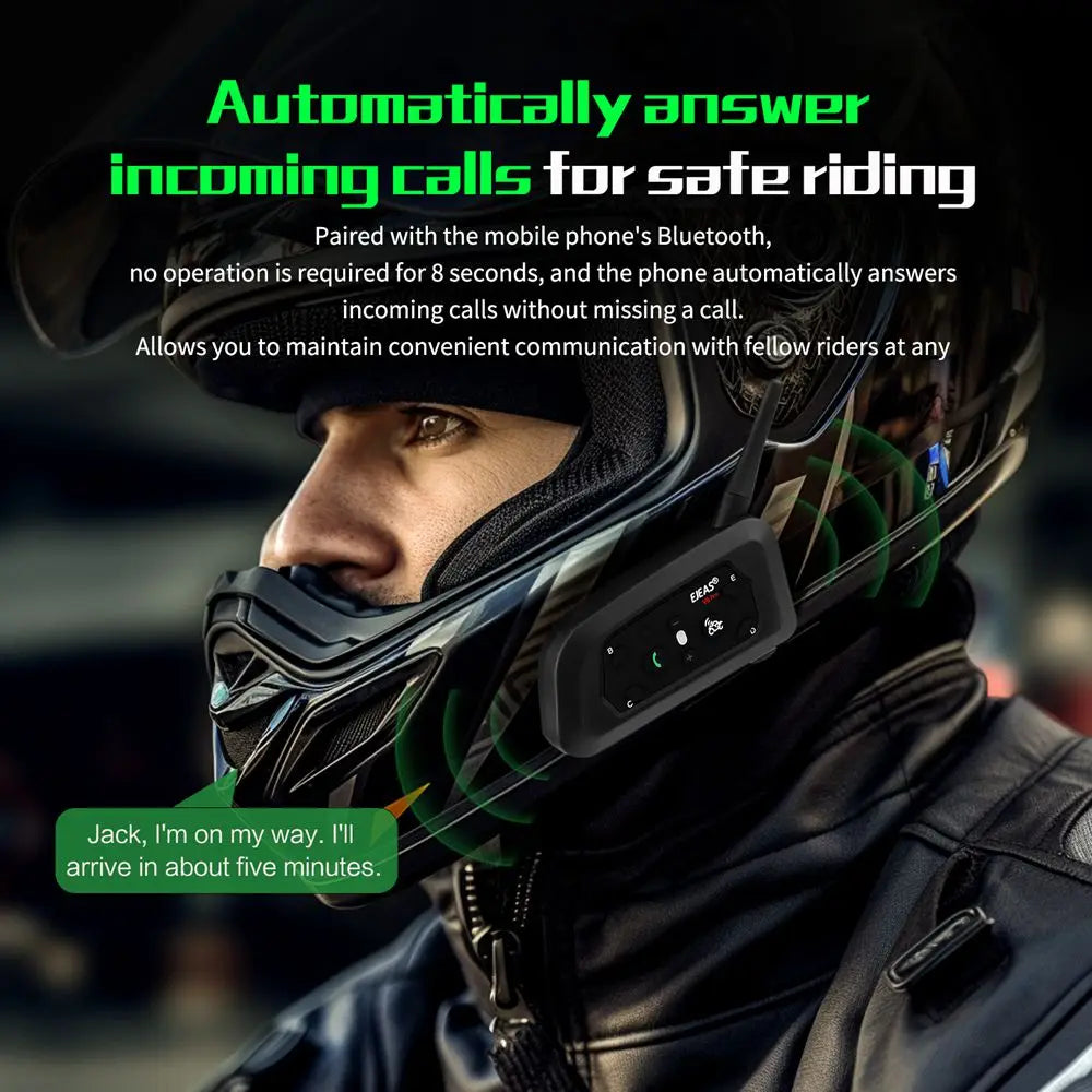 EJEAS V6 PRO +/PLUS Bluetooth Motorcycle Helmet Intercom Headset with 800M BT Interphone Communicator for 6 Riders Waterproof