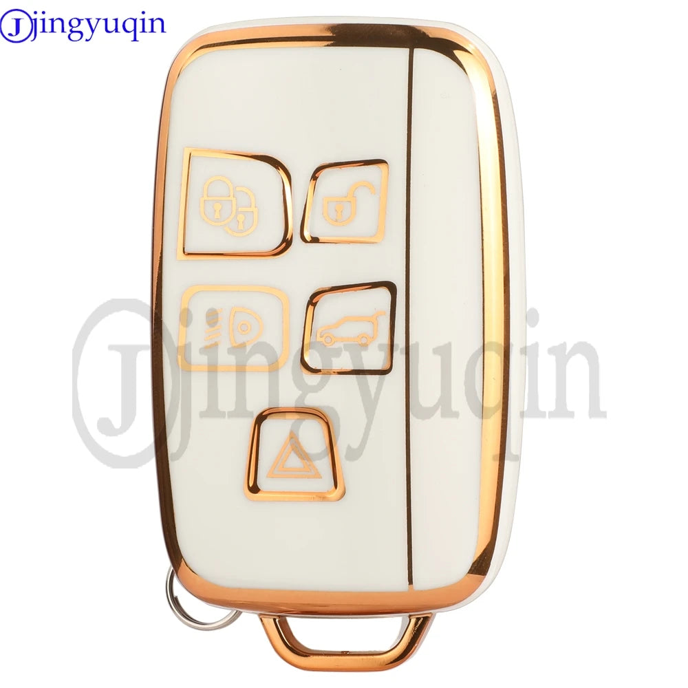 Jingyuqin 5Buttons TPU Auto Key Shell Case Cover For Land Rover Range Evoque Freelander Velar Discovery 4 Jaguar XE XJ XF Guitar